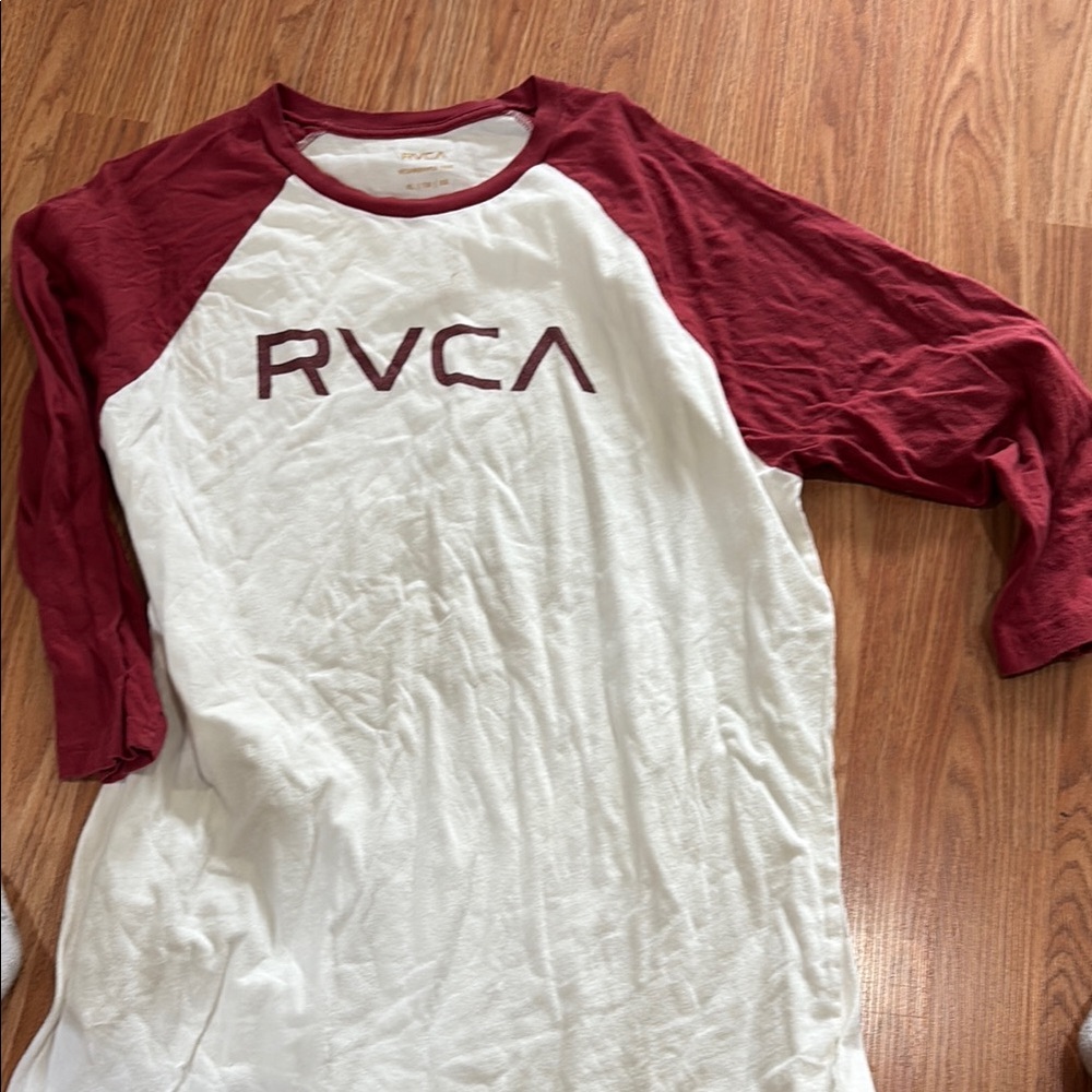 RVCA Red and White Long Sleeve Tee